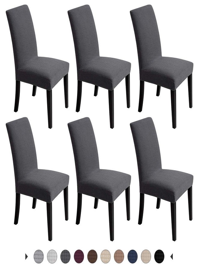 Artrello Chair Covers for Dining Room - Stretch Chair Slipcovers for Decorative Seat Protector Armless Removable Washable Elastic Dinner Universal Spandex Solid Chair Slip Covers Set (Dark Grey,6) - Image 1